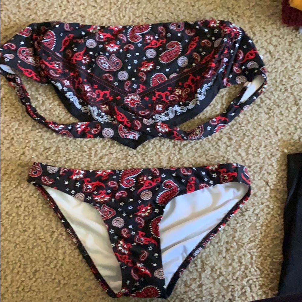 Red bandanna bathing suit